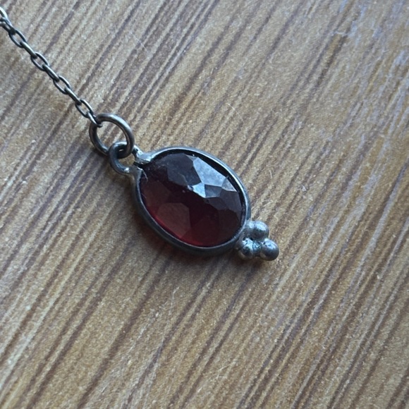 Garnet Silver Necklace - Picture 2 of 4
